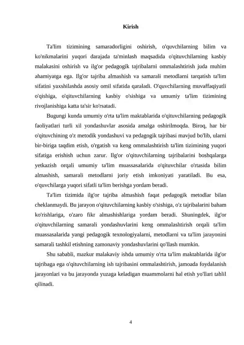 Umumiy o‘rta ta’lim maktablarida o‘quv jarayonini boshqarish va tashkil qilishda faoliyatga doir me’yoriy hujjatlar mazmuni. 4
