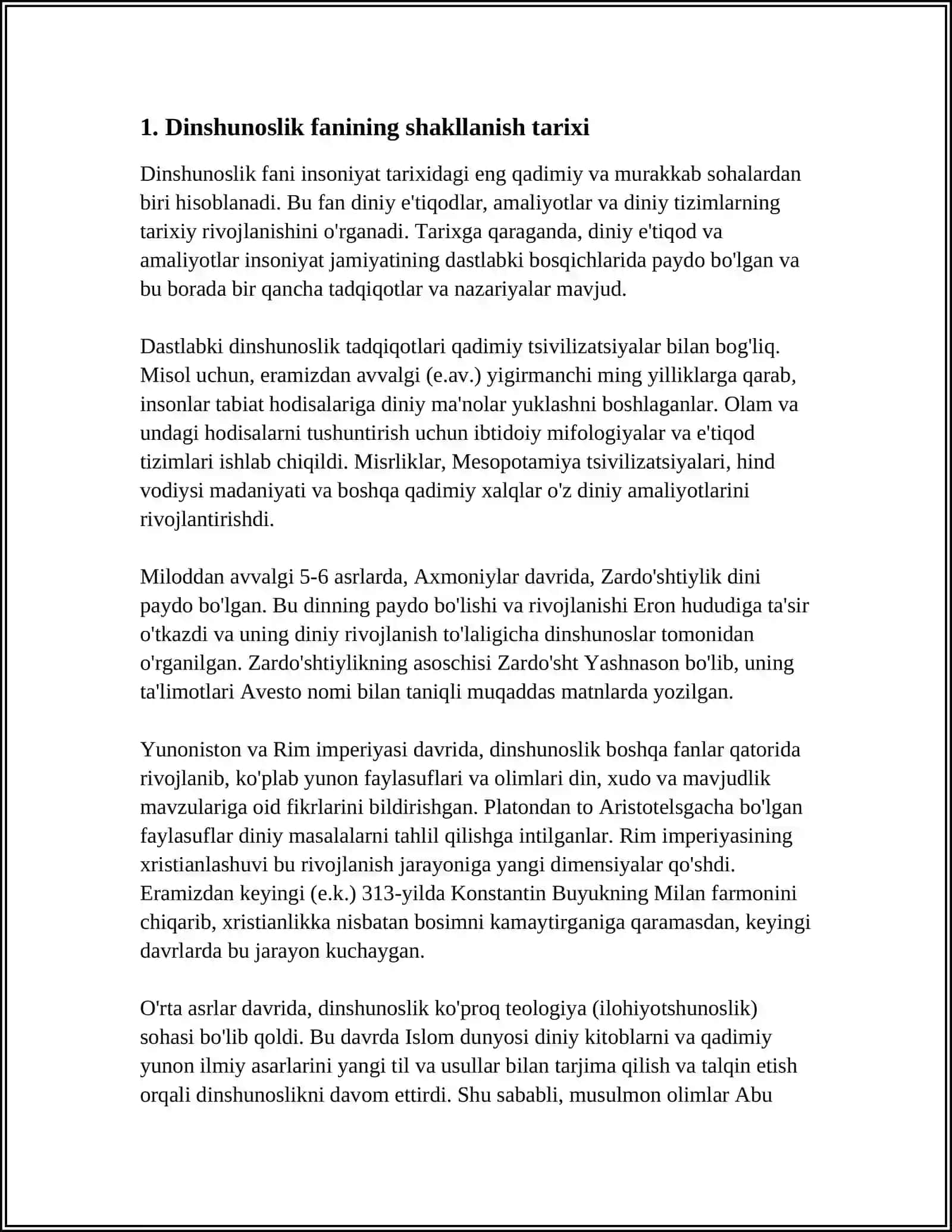 DINSHUNOSLIKNING FAN SIFATIDA SHAKLLANISHI, PREDMETI, FUNKSIYALARI, KATEGORIYALARI 4
