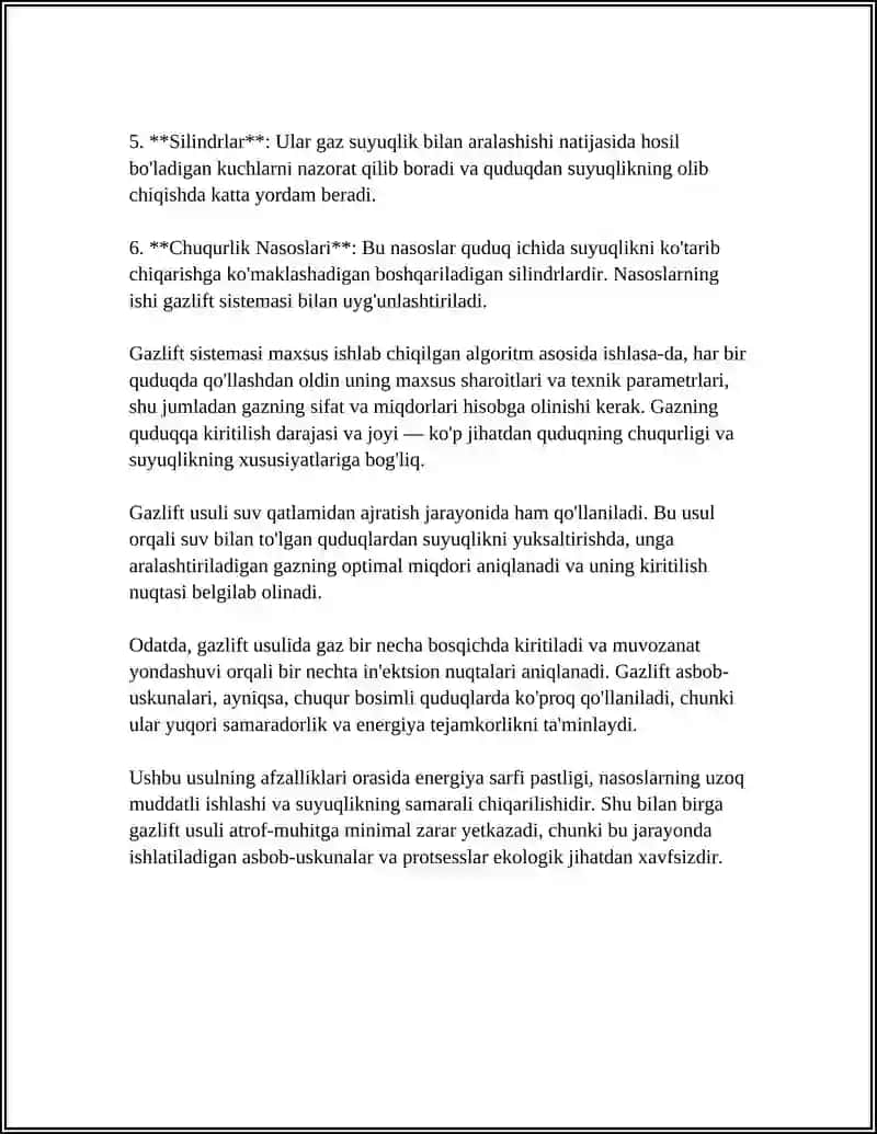 QUDUQLARNI GAZLIFT USULIDA QAZIB OLISH JIHOZLARI 4