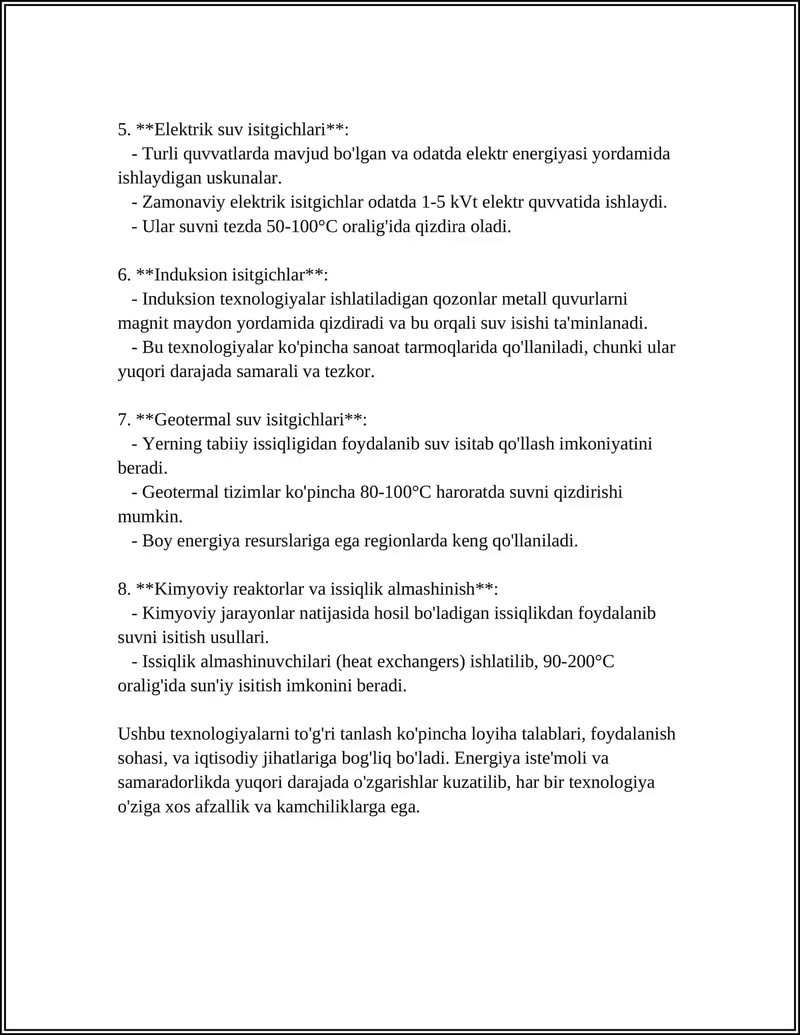 YUQORI HARORATLI JARAYONLARDA SUV ISITISH QURILMALARINING QO'LLANILISHI 4