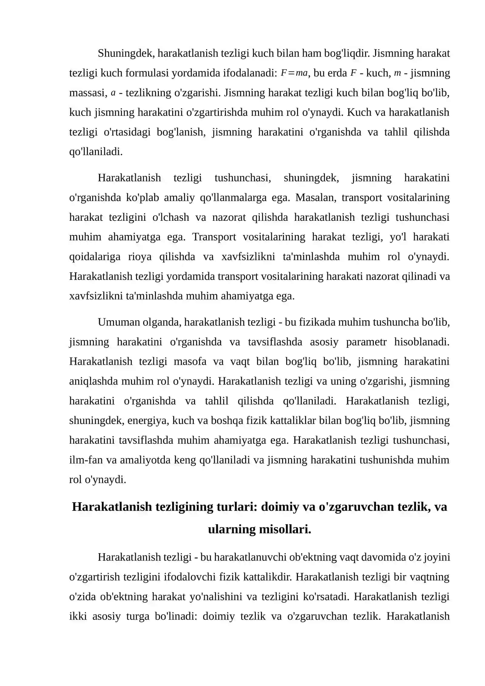 Harakatlanish tezligi 4