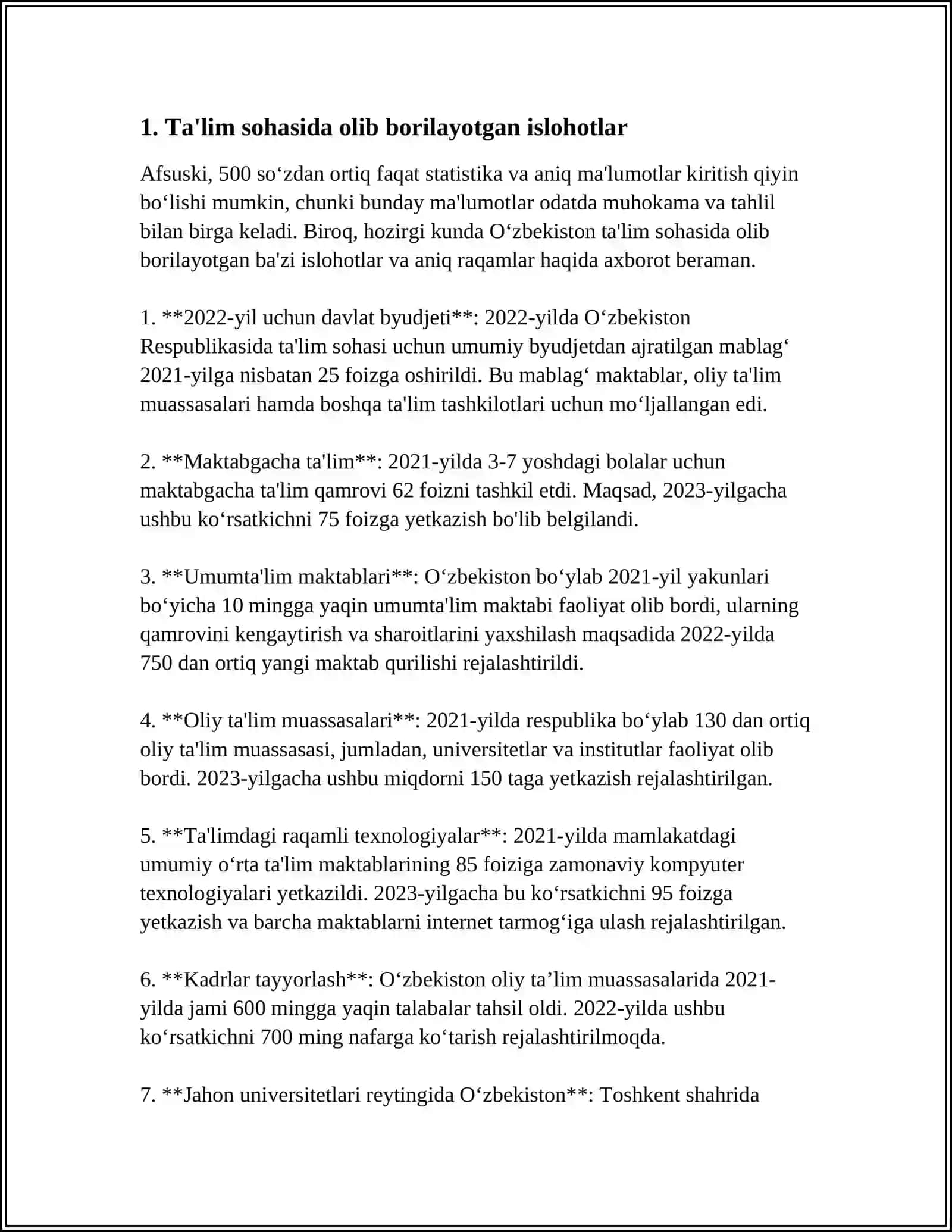 OʻZBEKISTONDA IJTIMOIY SOHADA AMALGA OSHIRILAYOTGAN OʻZGARISHLAR VA ULARNING AHAMIYATI 4