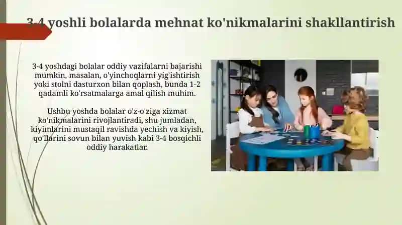 Turli yosh guruhlarda maktabgacha yoshdagi bolarni mehnatga urgatish 4