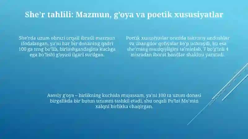 "Uzum" Poʻlat Moʻmin sheʼri 4