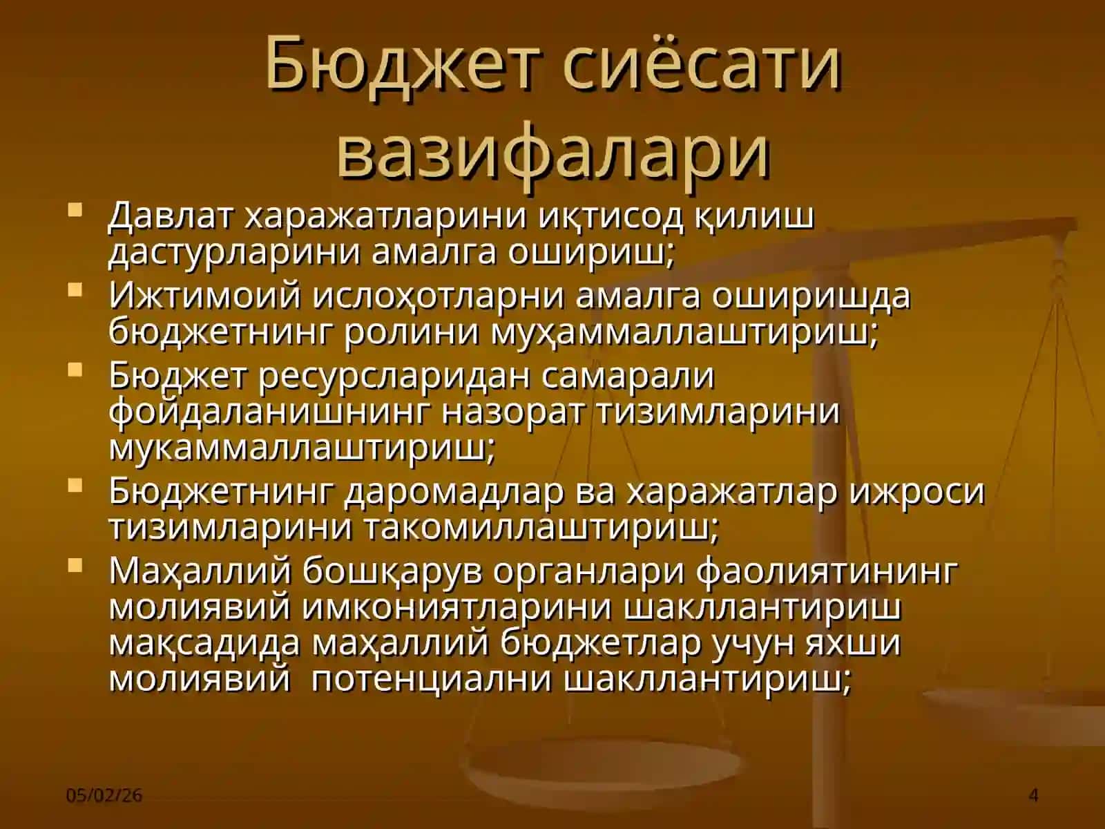 Давлат бюджетининг ривожланиш стратегияси ва бюджет сиёсати 4