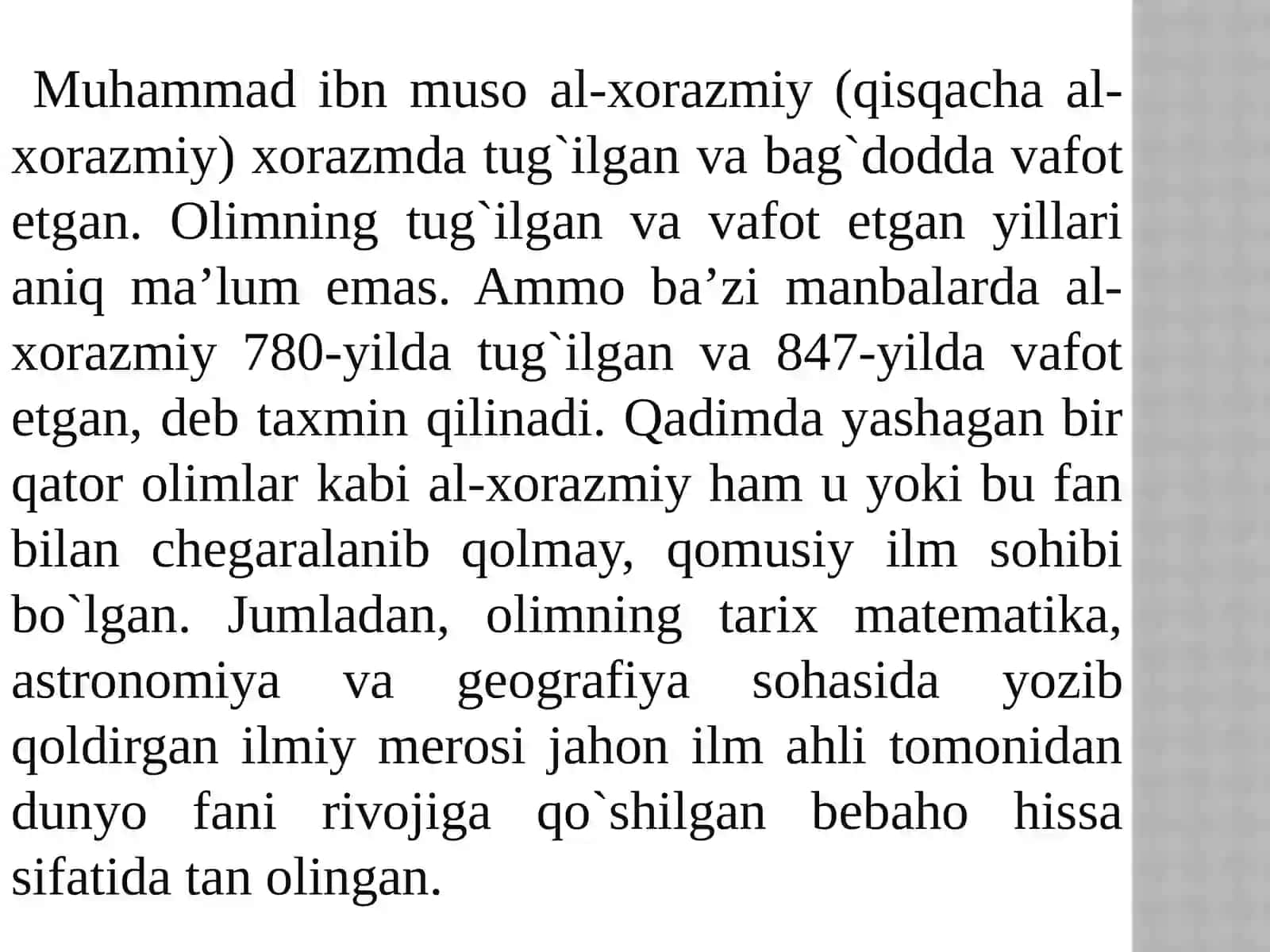 Muhammad ibn Muso al-Xorazmiy 4