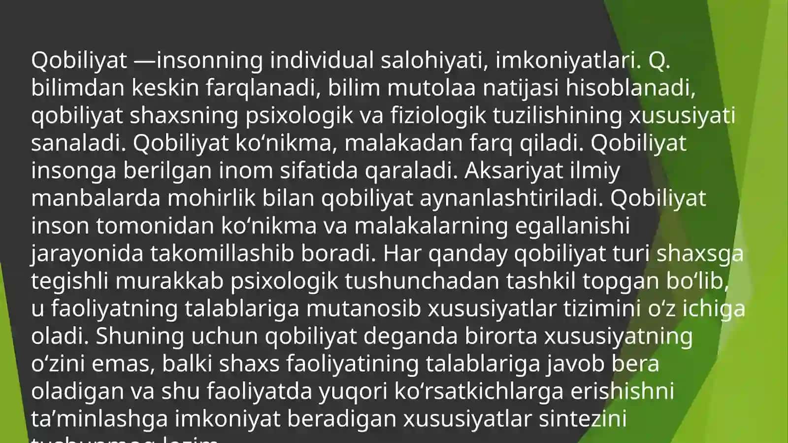 Qobiliyat va uning rivojlanishi 4