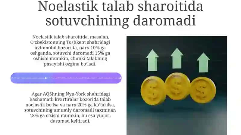 Talab Elastikligiga Ko'ra Sotuvchining Daromadini Tahlil Qilish 4