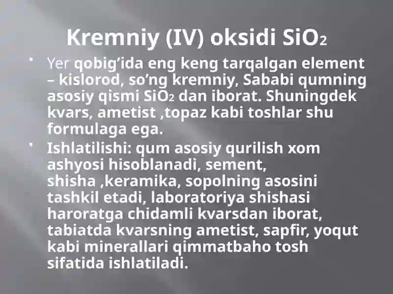Engmuhim oksidlarning ishlatilishi 4