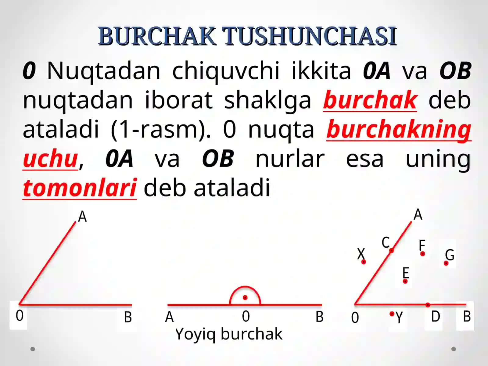 Burchak. To’g’ri va yoyiq burchak 4