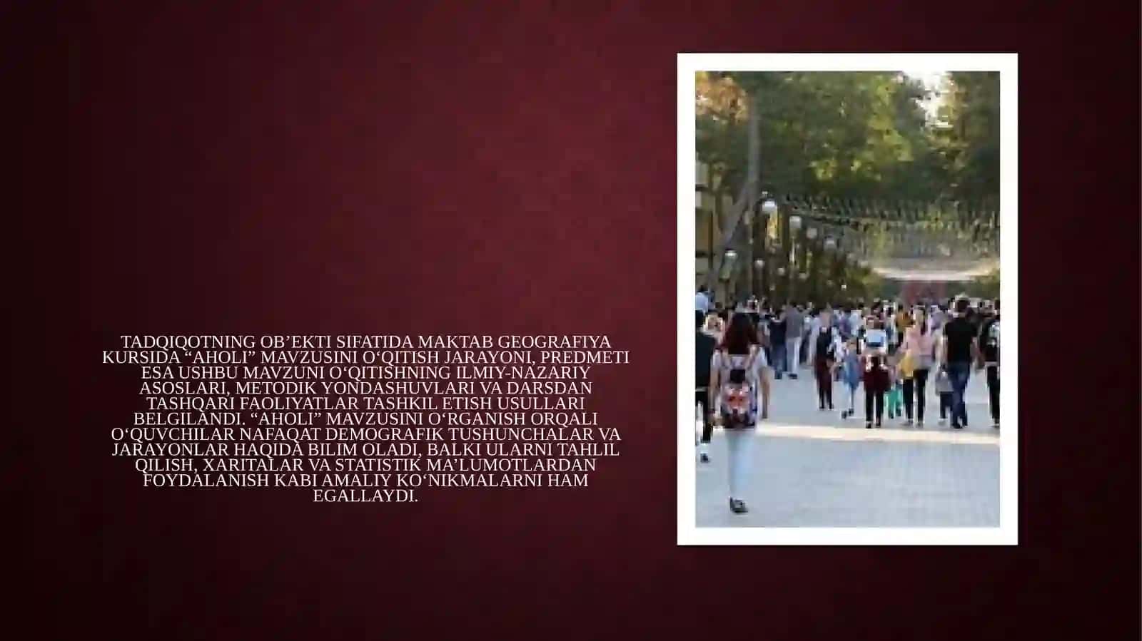 MAKTAB GEOGRAFIYA KURSIDA “AHOLI” MAVZUSINING ILMIY-NAZARIY ASOSLARI 4