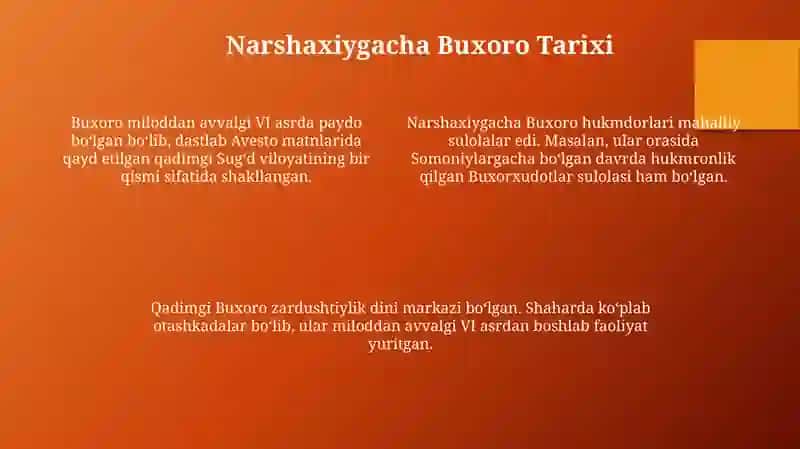 Narshaxiyning“Buxoro tarixi”asaridaMovarounnahrtarixi 4