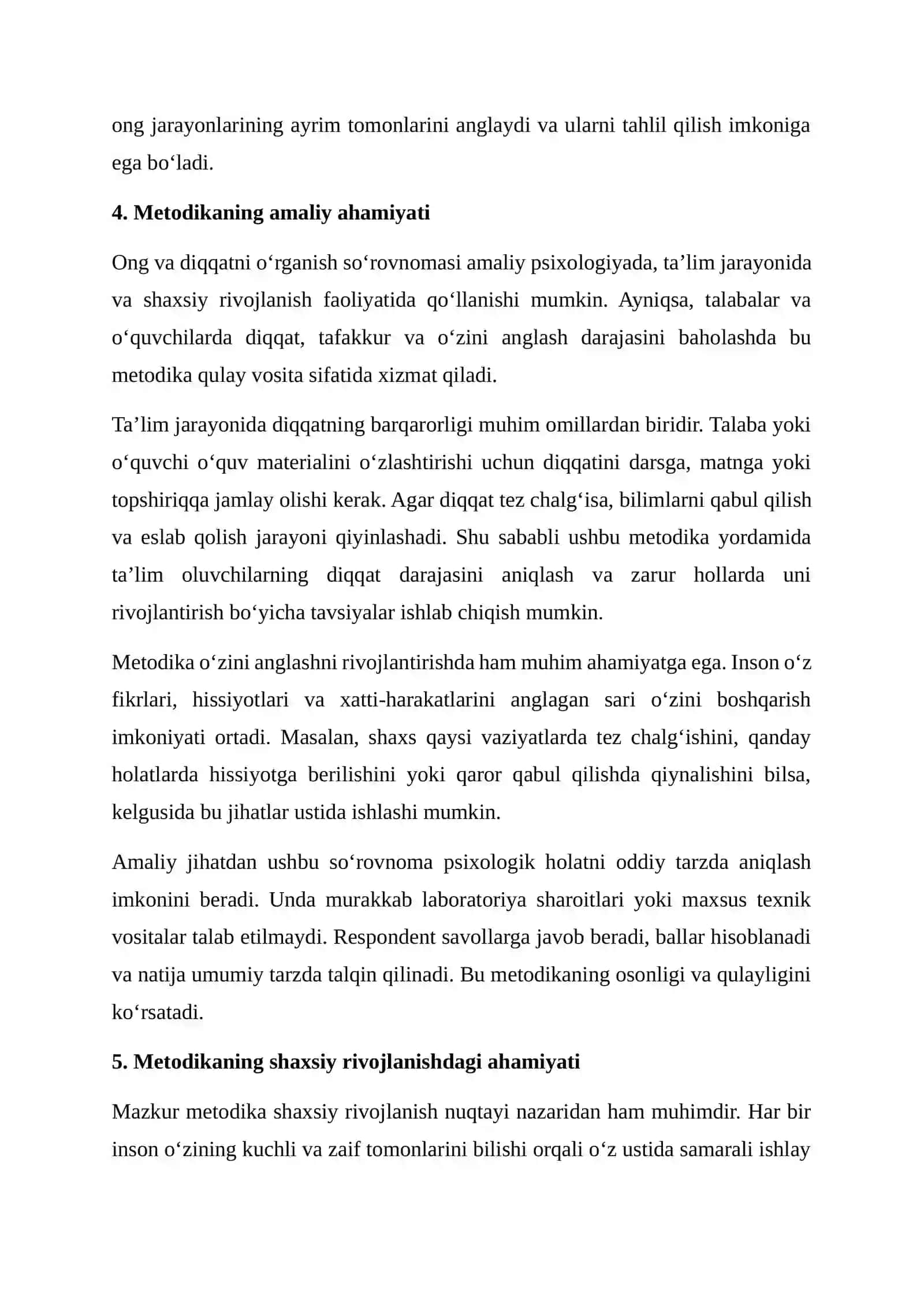 V. Vund nazariyasi asosida ong va diqqatni o‘rganish metodikasi 4