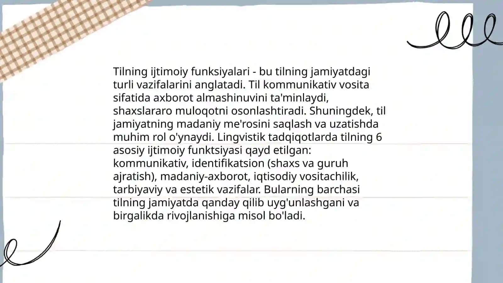 Til, til va jamiyat, tilning paydo boʻlishi haqida 4