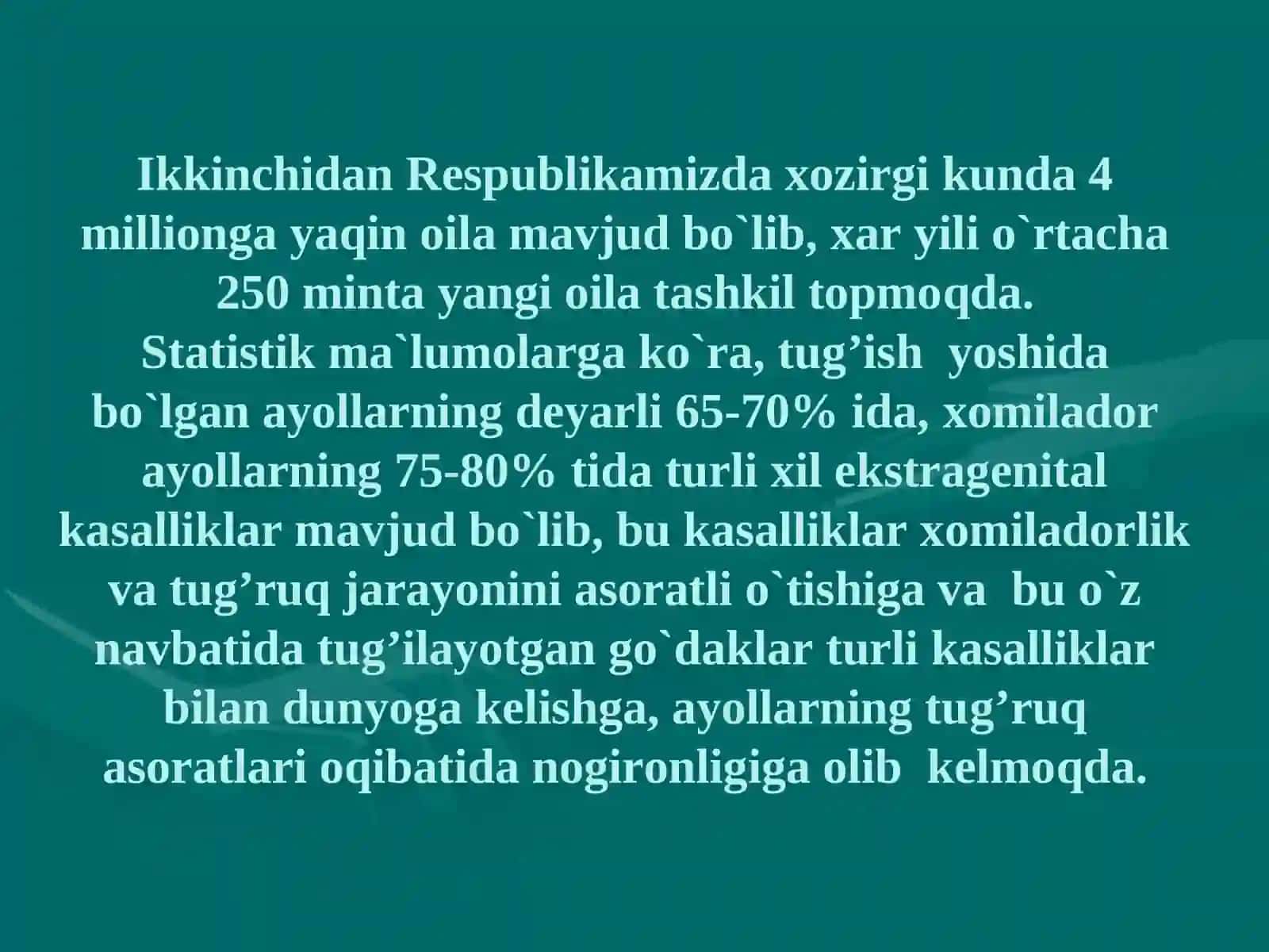Onalar va bolalar salomatligini muhofaza qilish 4