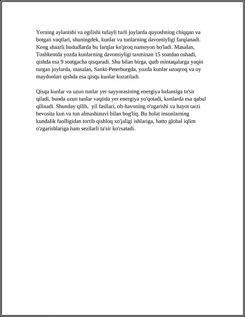 YERNING OʻZ OʻQI ATROFIDA AYLANISHINING GEOGRAFIK OQIBATLARI 4