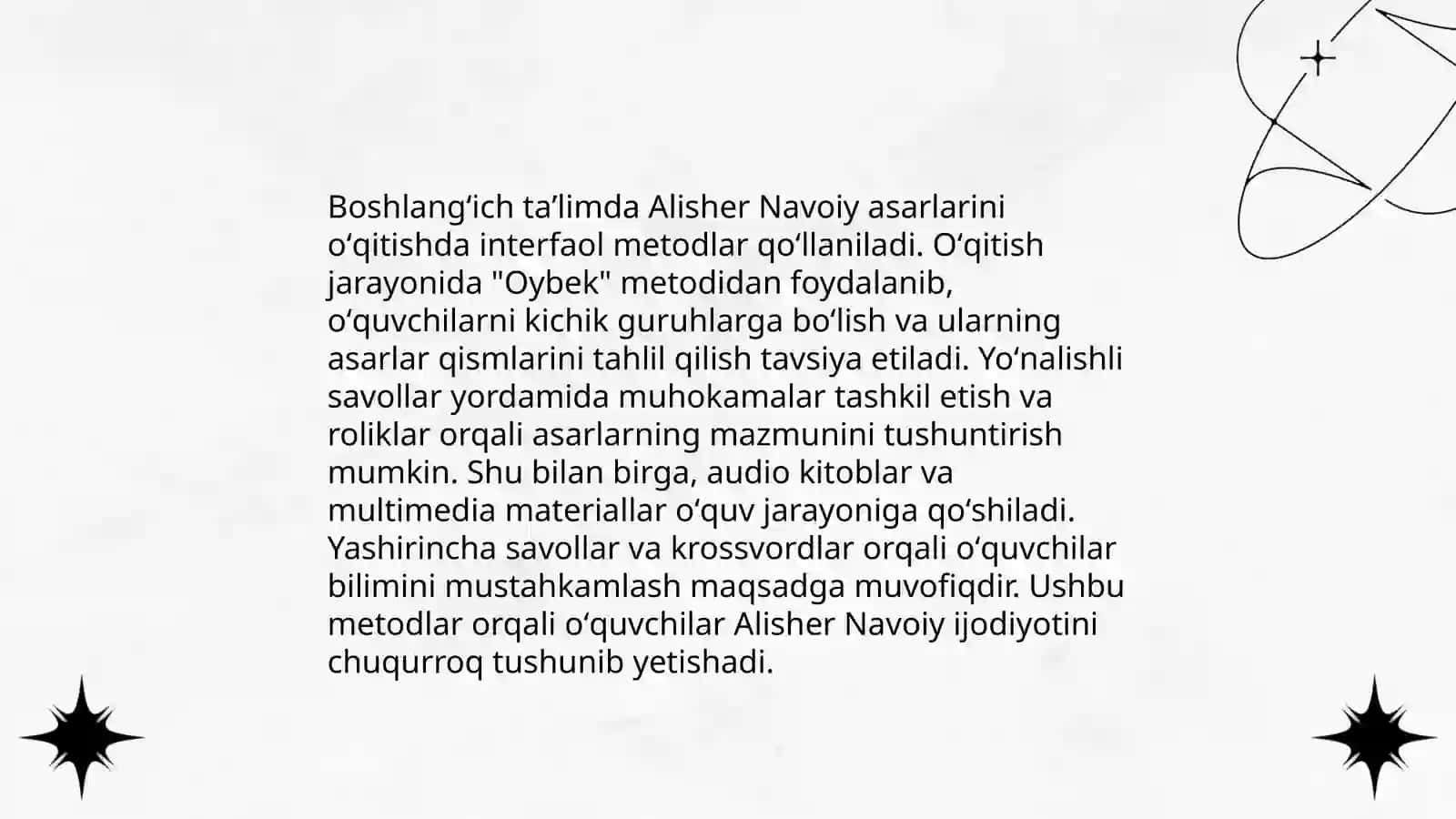 Alisher Navoiy asarlarini oʻqitish usullari fanining maqsad va vazifalari 4