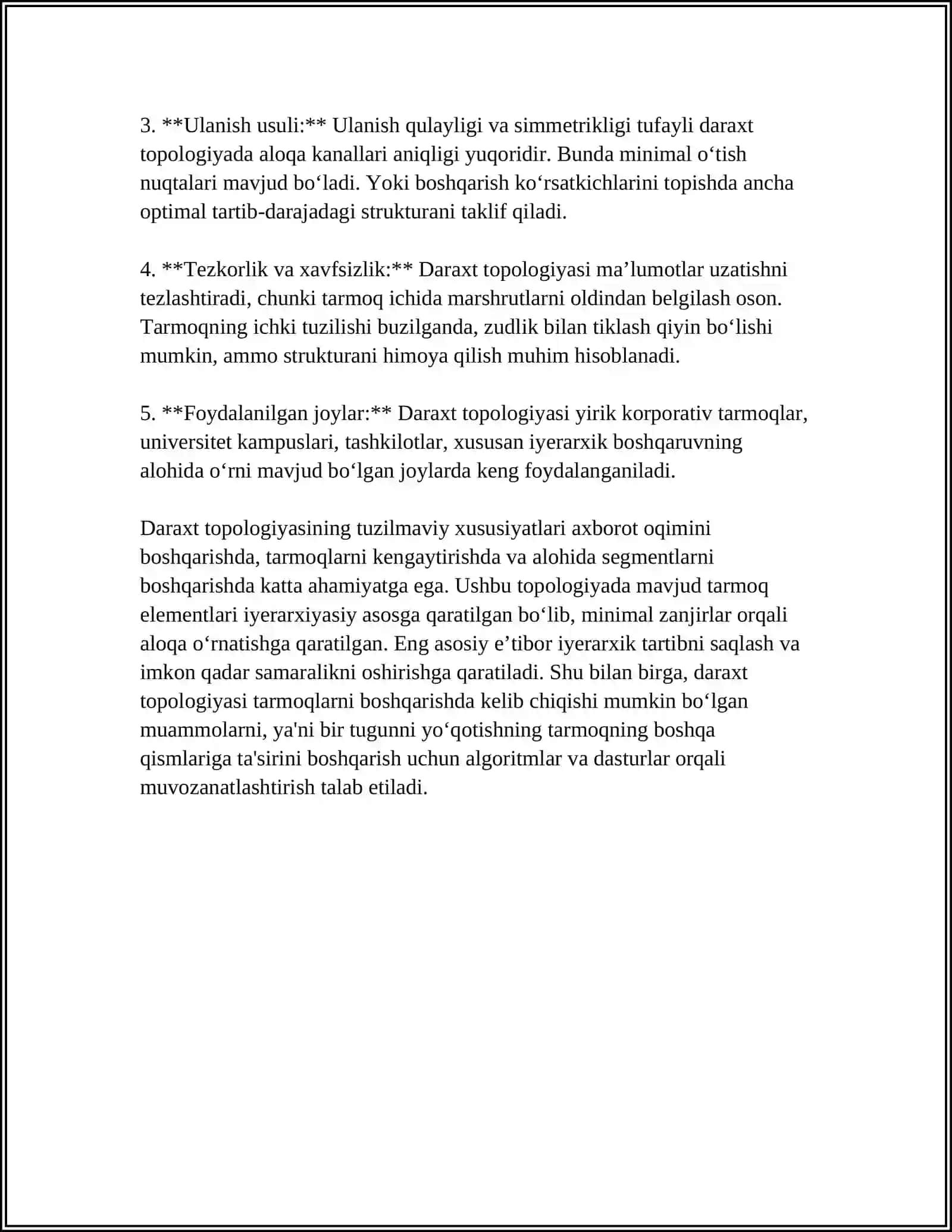KOMPYUTER TARMOQLARINING TOPOLOGIYASI (DARAXT. ARALASH TOPOLOGIYA) 4