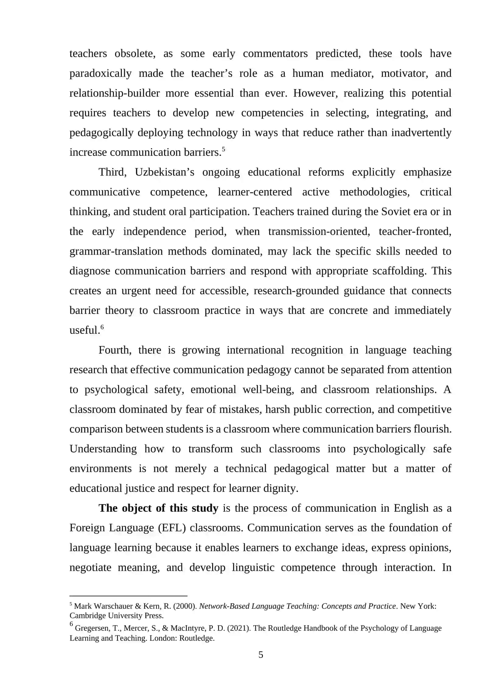 Overcoming communication barriers in EFL classrooms 4