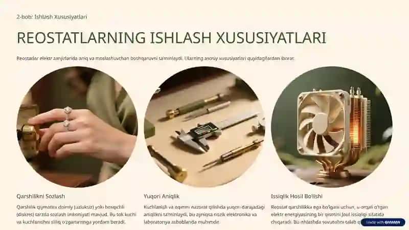 REOSTATLAR: ASOSIY VAZIFASI, QURILISHI VA AMALIY QO'LLANILISHI 4