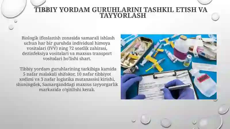 Biologik zararlanish oʻchogʻida tibbiy yordamni tashkillashtirish 4