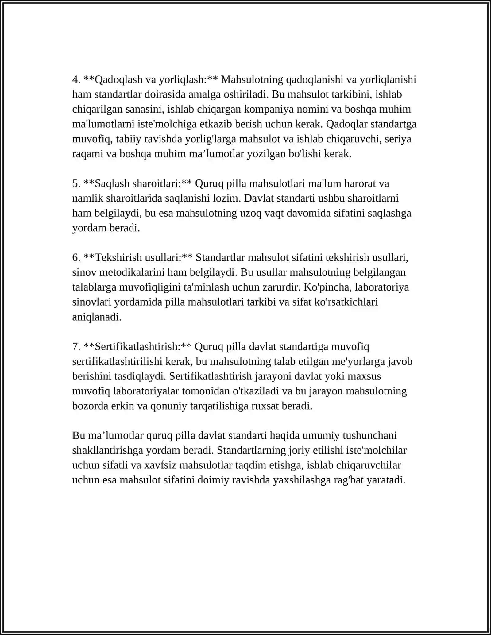 QURUQ PILLA DAVLAT STANDARTI 4