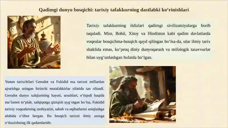 "Tarix fanining nazariy asoslari" fanining rivojlanish bosqichlari 4