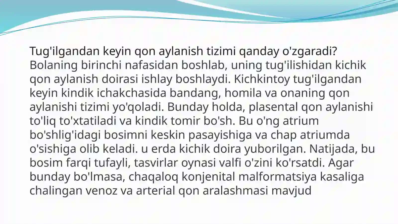 Ona qornida qon aylanishining ahamiyati va bola tug’ilganidan keyingi o’zgarishlar 4