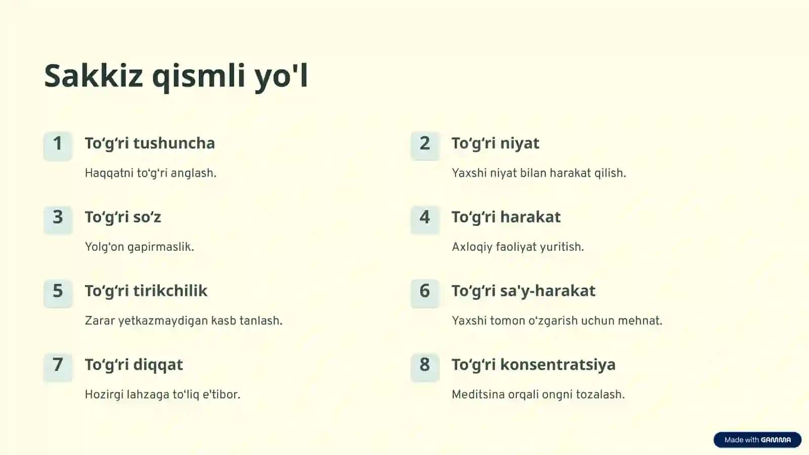 Buddaviylikning asosiy tamoyillari 4