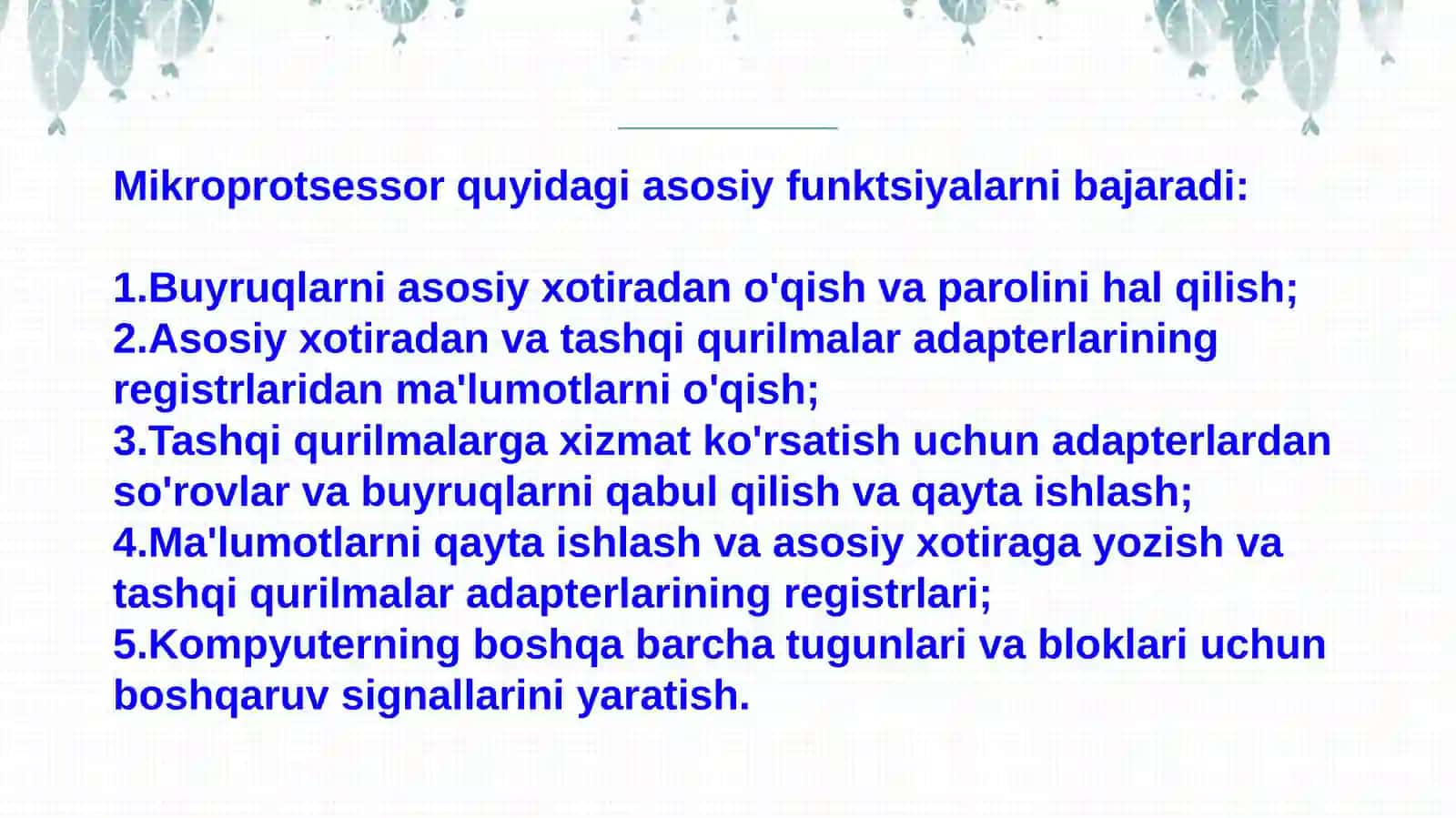 Markaziy mikroprotsessor tuzilishi bilan tanishish 4