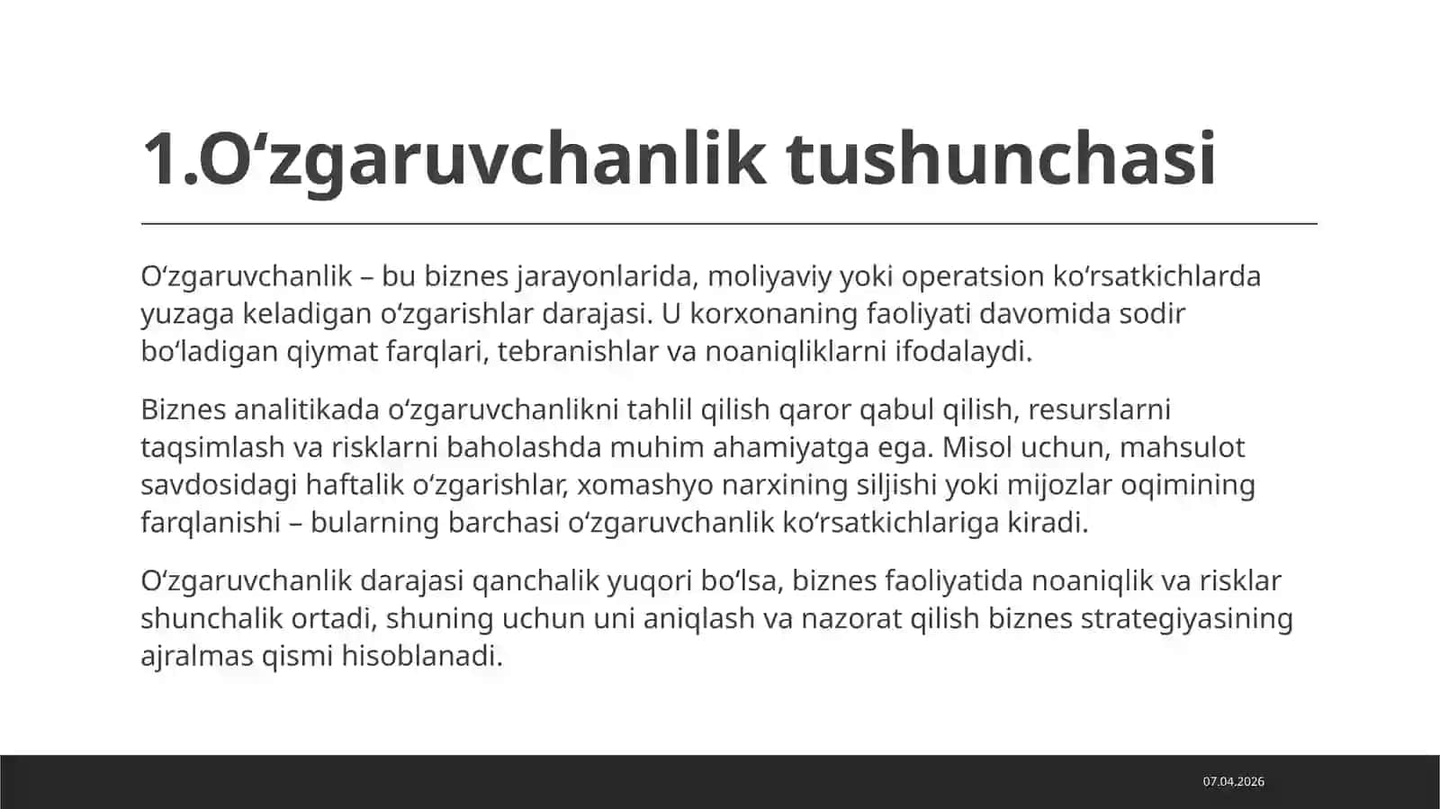 Biznesanalitikada o'zgaruvchanlikni o'lchash 4