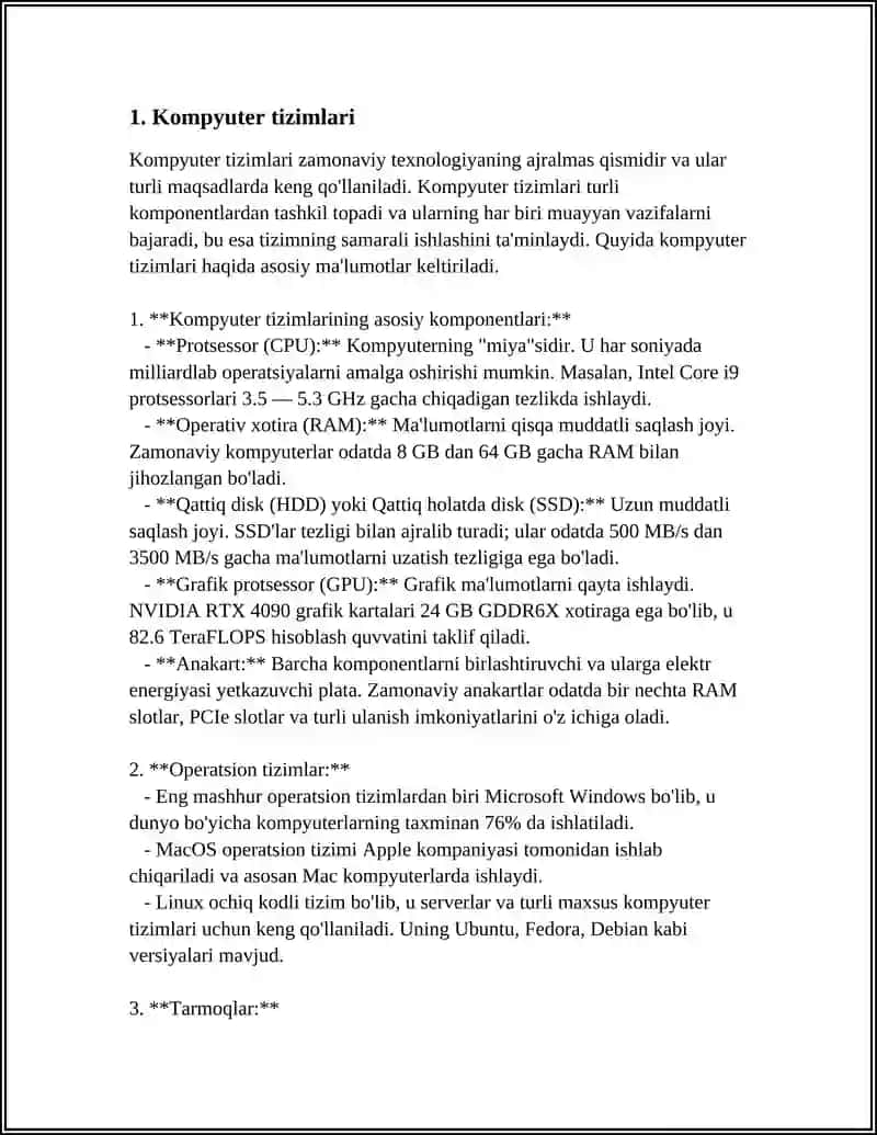 Kompyuter tizimlari 4