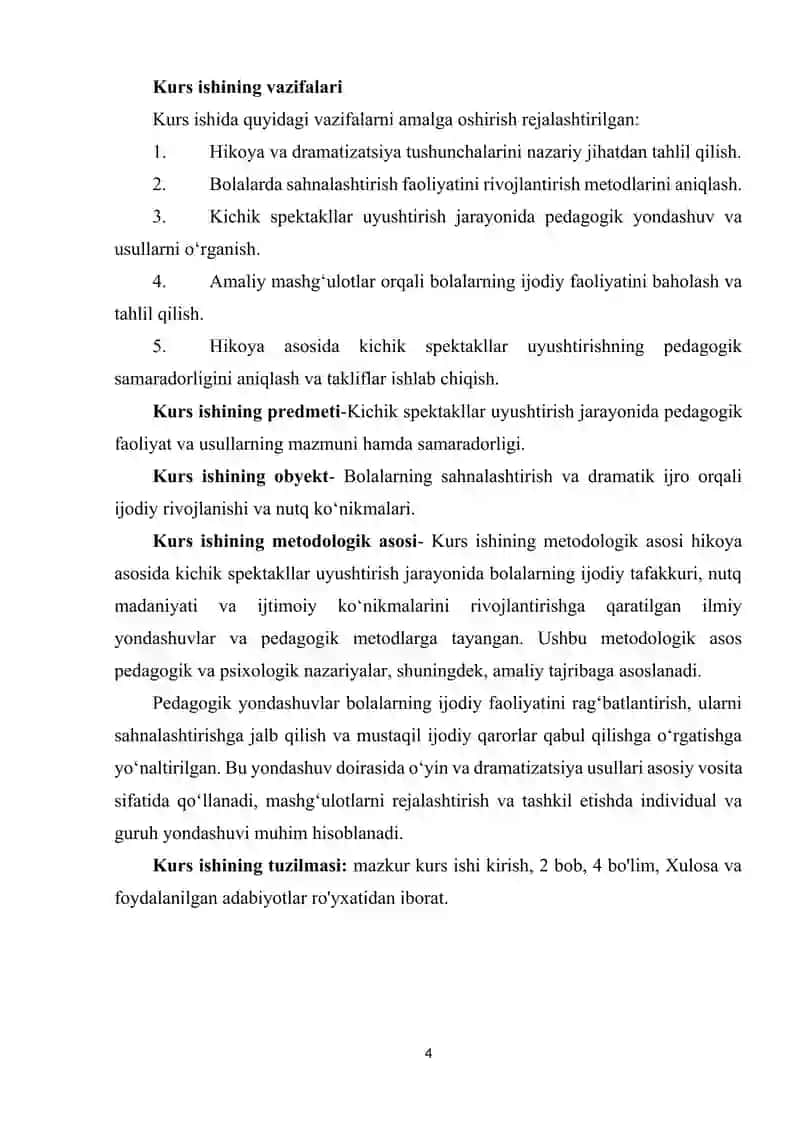 Hikoya asosida kichik spektakllar uyushtirish usullari 4