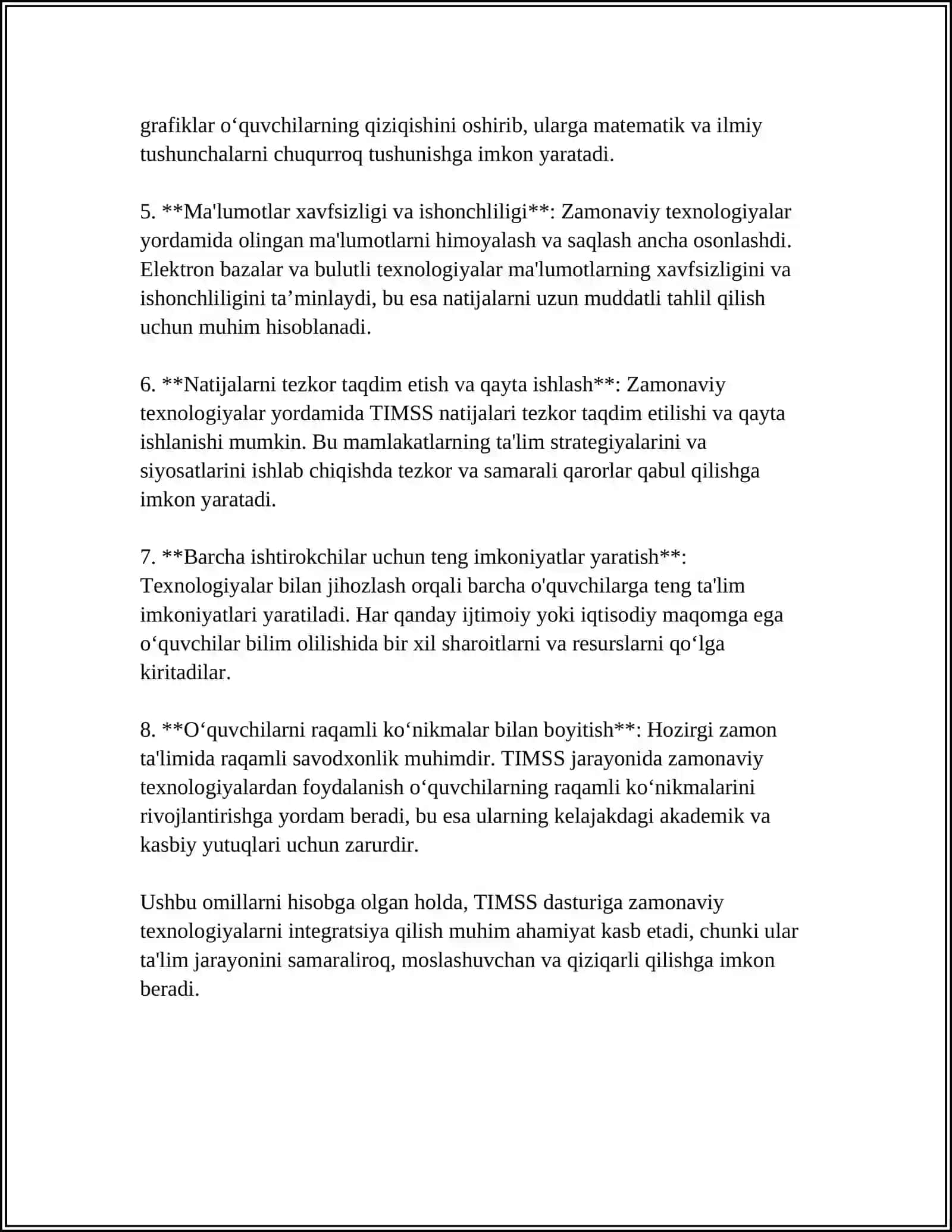 TIMSS XALQARO BAHOLASH DASTURIGA TAYYORGARLIK JARAYONIDA ZAMONAVIY AXBOROT KOMMUNIKATSIYA TEXNOLOGIYALARNI QO‘LLASH 4