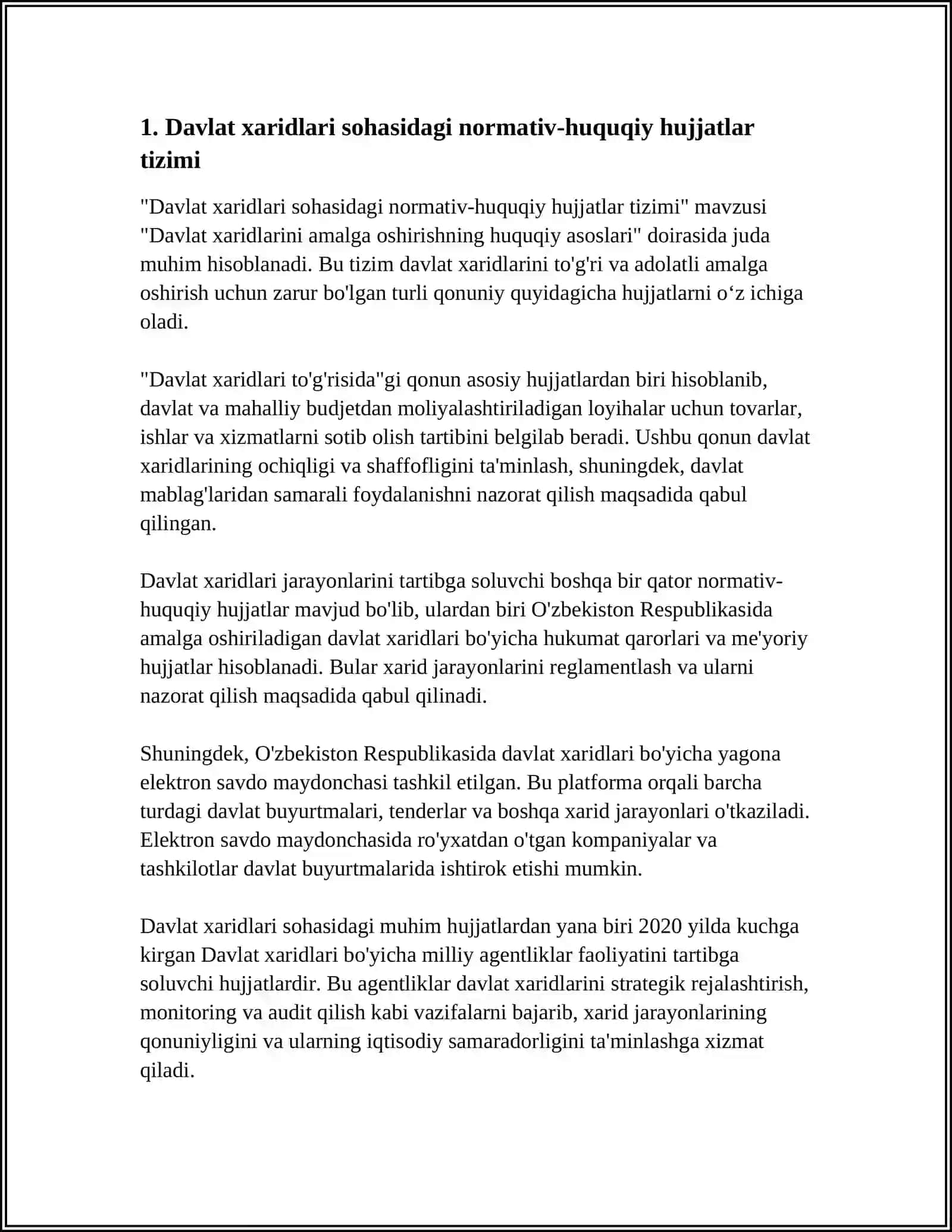 Davlat xaridlari sohasidagi normativ-huquqiy hujjatlar tizimi 4