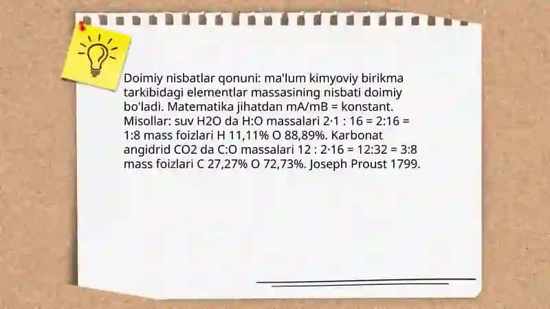 Kimyoning asosiy stexiometrik qonunlari 4