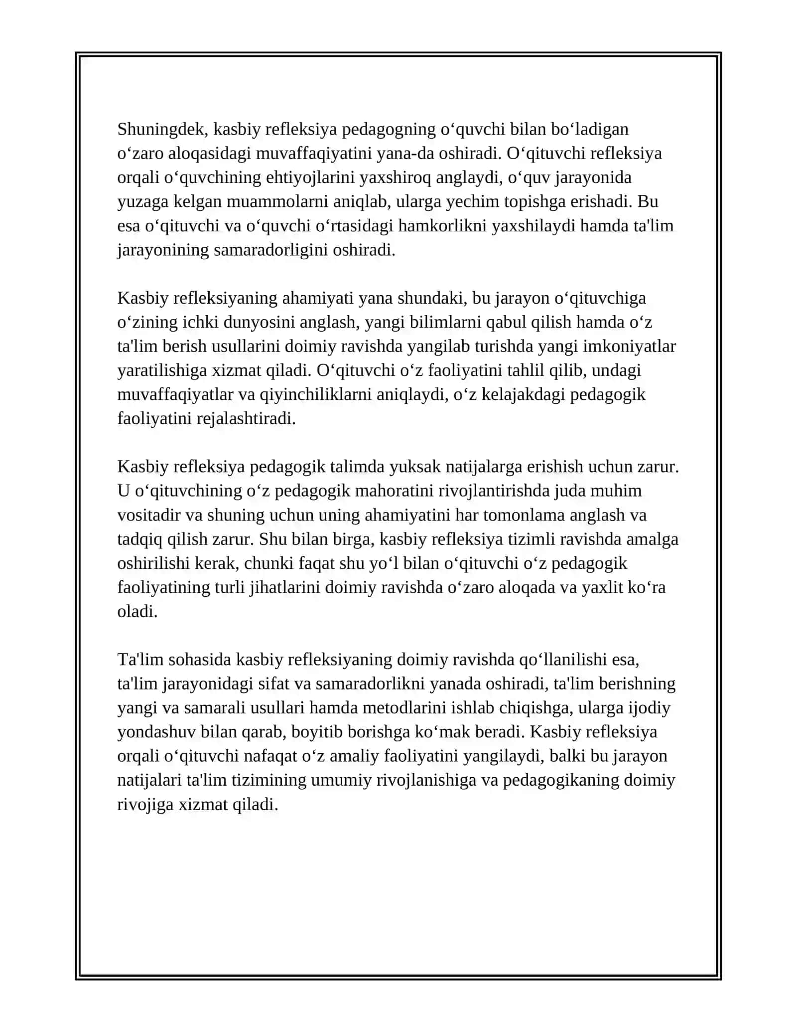 KASBIY REFLEKSIYA VA PEDAGOGIK FAOLIYAT 4