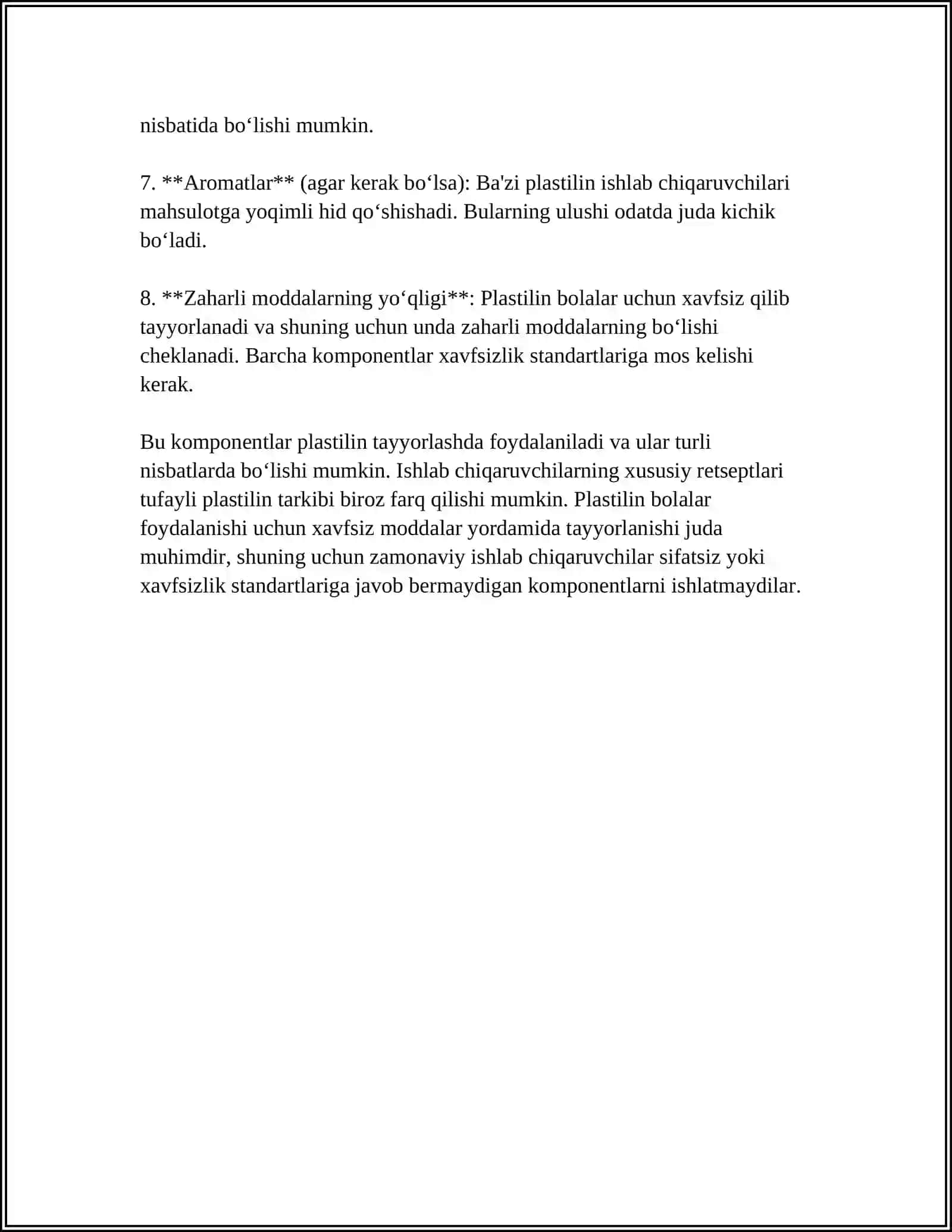 PLASTILIN VA LOYNING TARKIBI, XUSUSIYATLARI 4