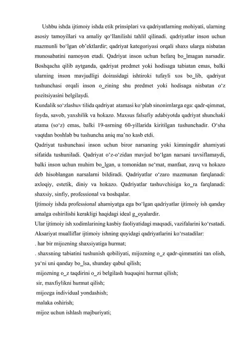 IJTIMOIY ISHDA ETIK PRINSIPLAR VA QADRIYATLAR . 4