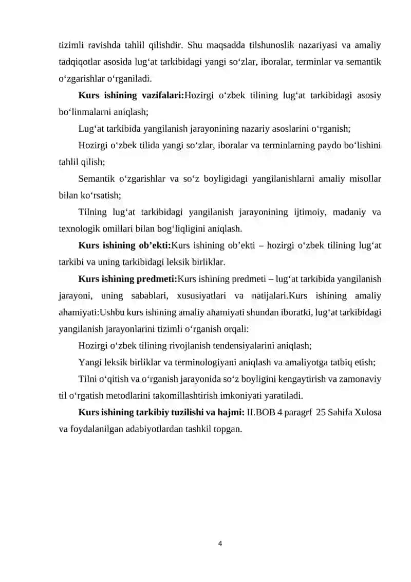 HOZIRGI O‘ZBEK TILINING LUG‘AT TARKIBIDA YANGILANISH JARAYONLARI 4