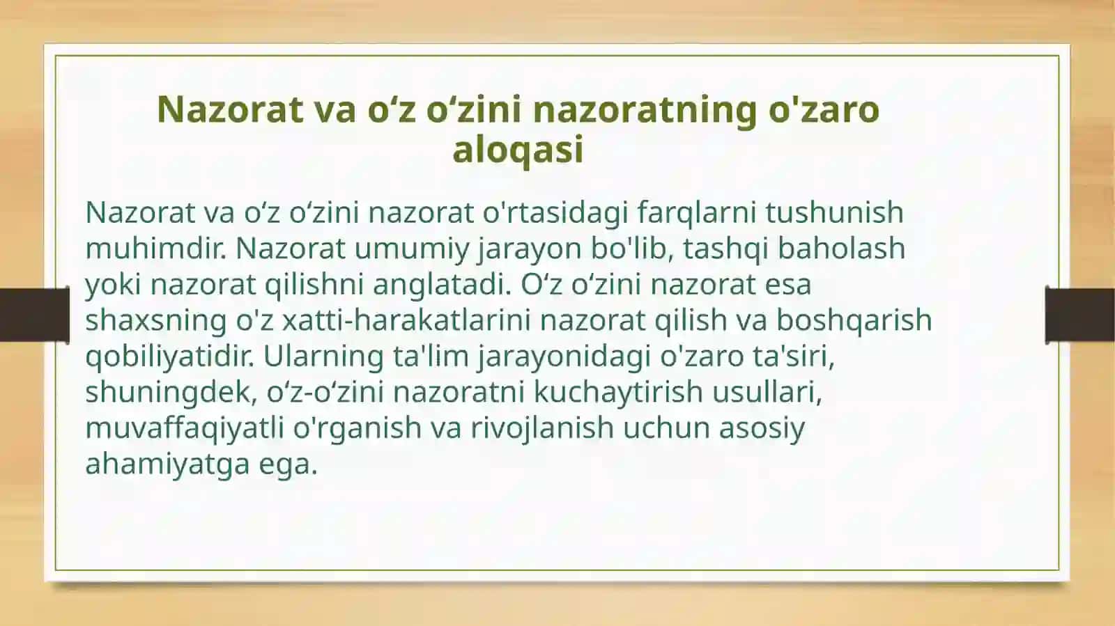 Nazorat va oʻz oʻzini nazorat tushunchalari 4