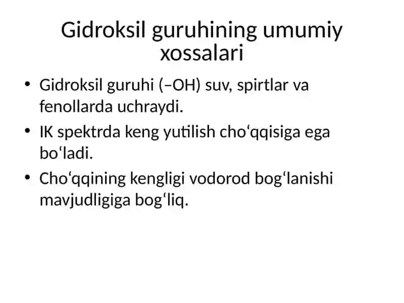 Gidroksil va karbonil guruxi tutgan birikmalarning IK spektrlari 4