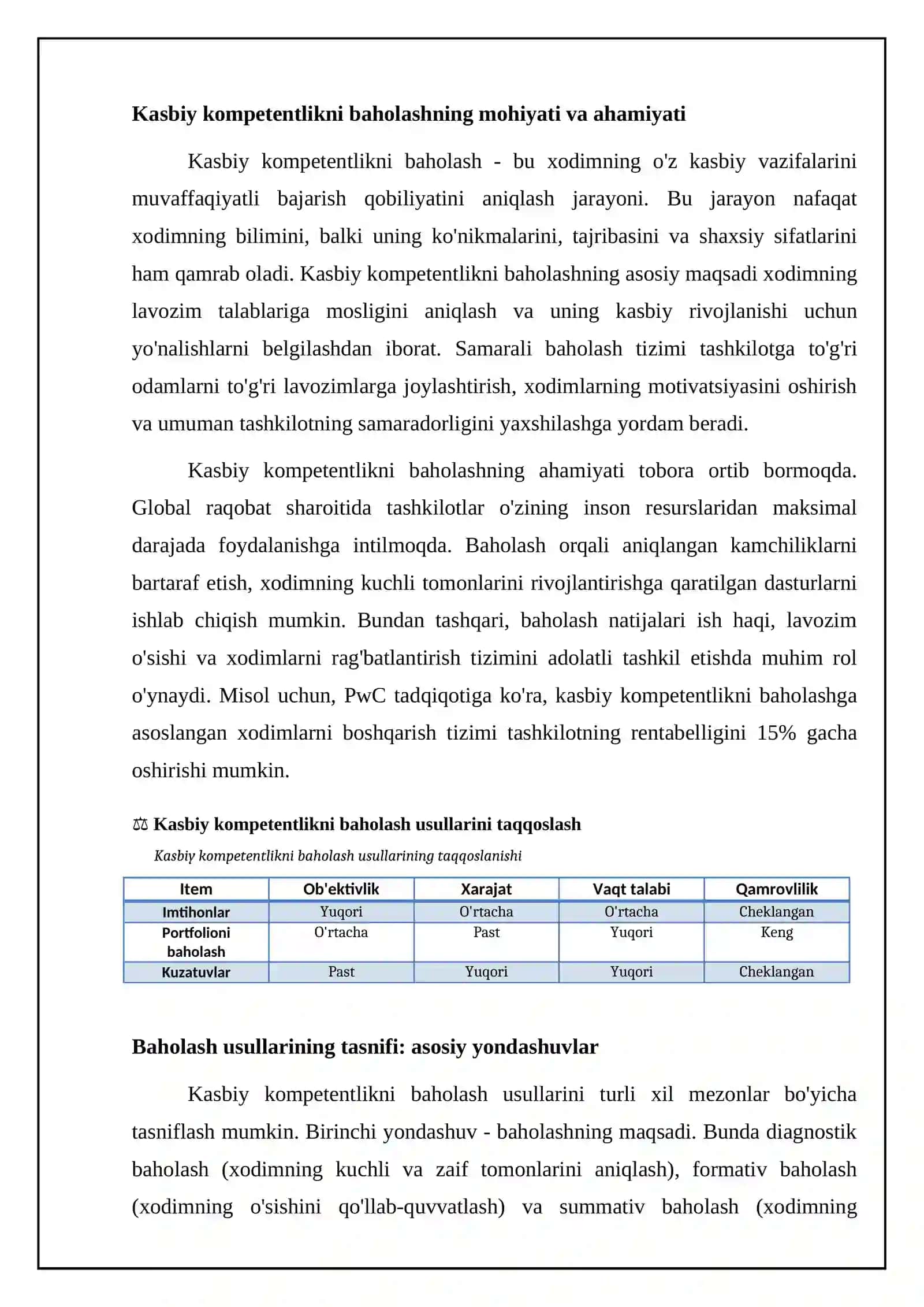 Kasbiy kompetentlikni baholash metodlari 4