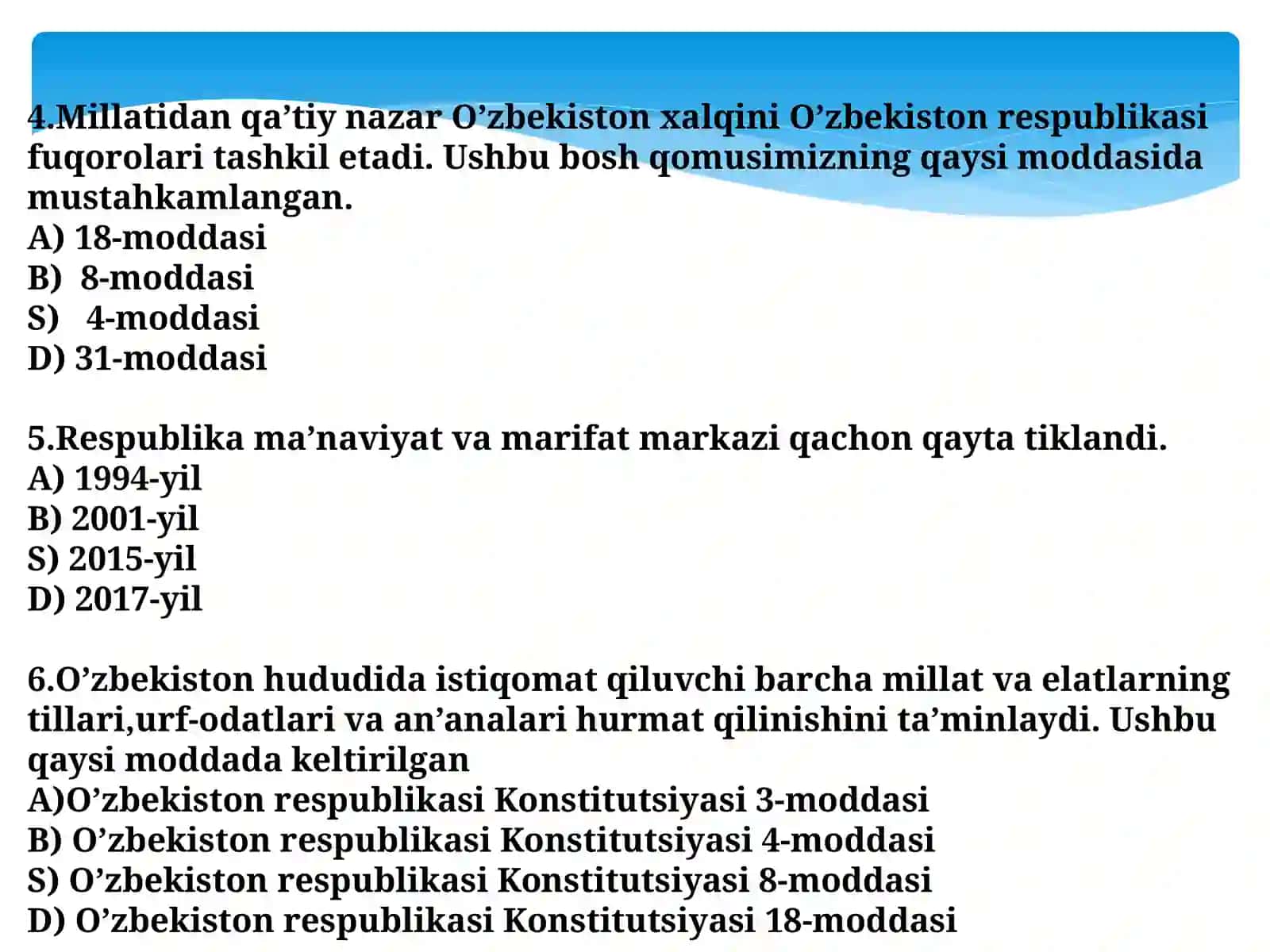 Tarbiya fanidan Din va madaniyat mavzusida dars taqdimot 4