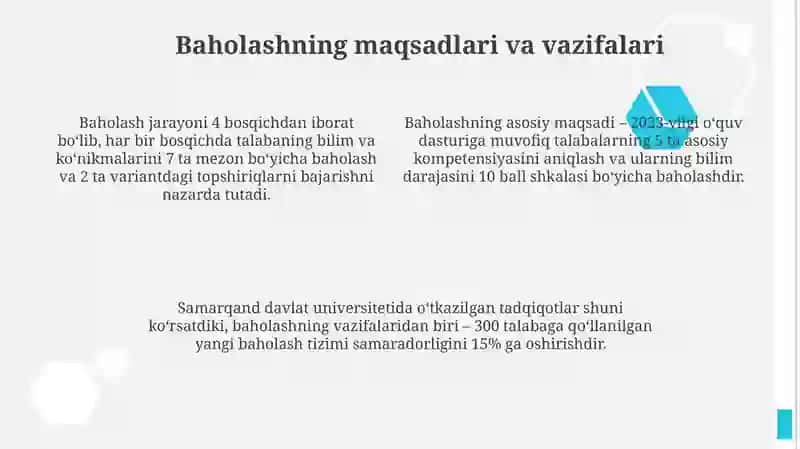 Oʻquvchilar bilimlarini baholash 4
