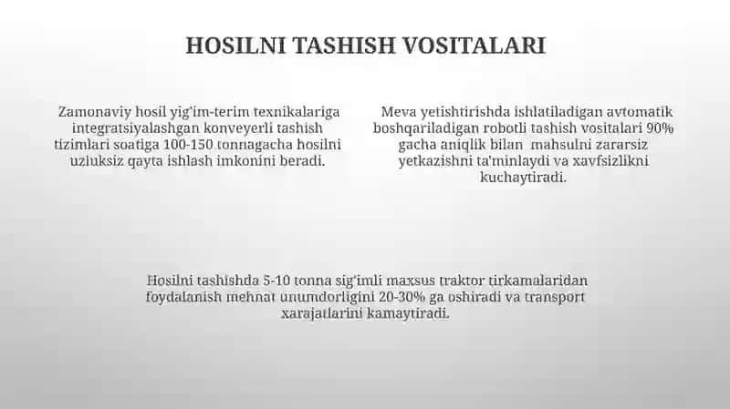 Meva yetishtirish va yigʻishtirishda qoʻllanadigan mashinalar 4