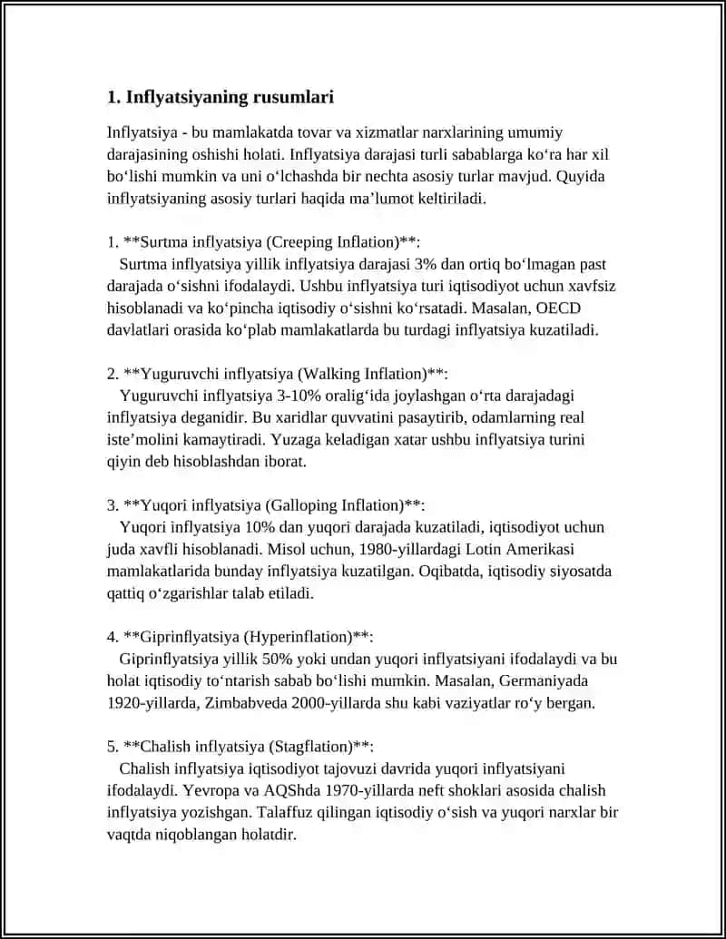 INFLYATSIYANING FOYIZI STAFKALARIGA TASIR INFYATSANING TURLAR 4