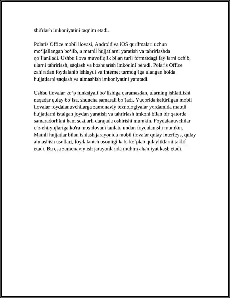 MOBIL ILOVALARDAN FOYDALANIB HAR XIL KÒRINISHDAGI HUJJATLARNI YARATISH.KOMPYUTER TARMOQLARI VOSITALARI VA ULARNING TURLARI 4