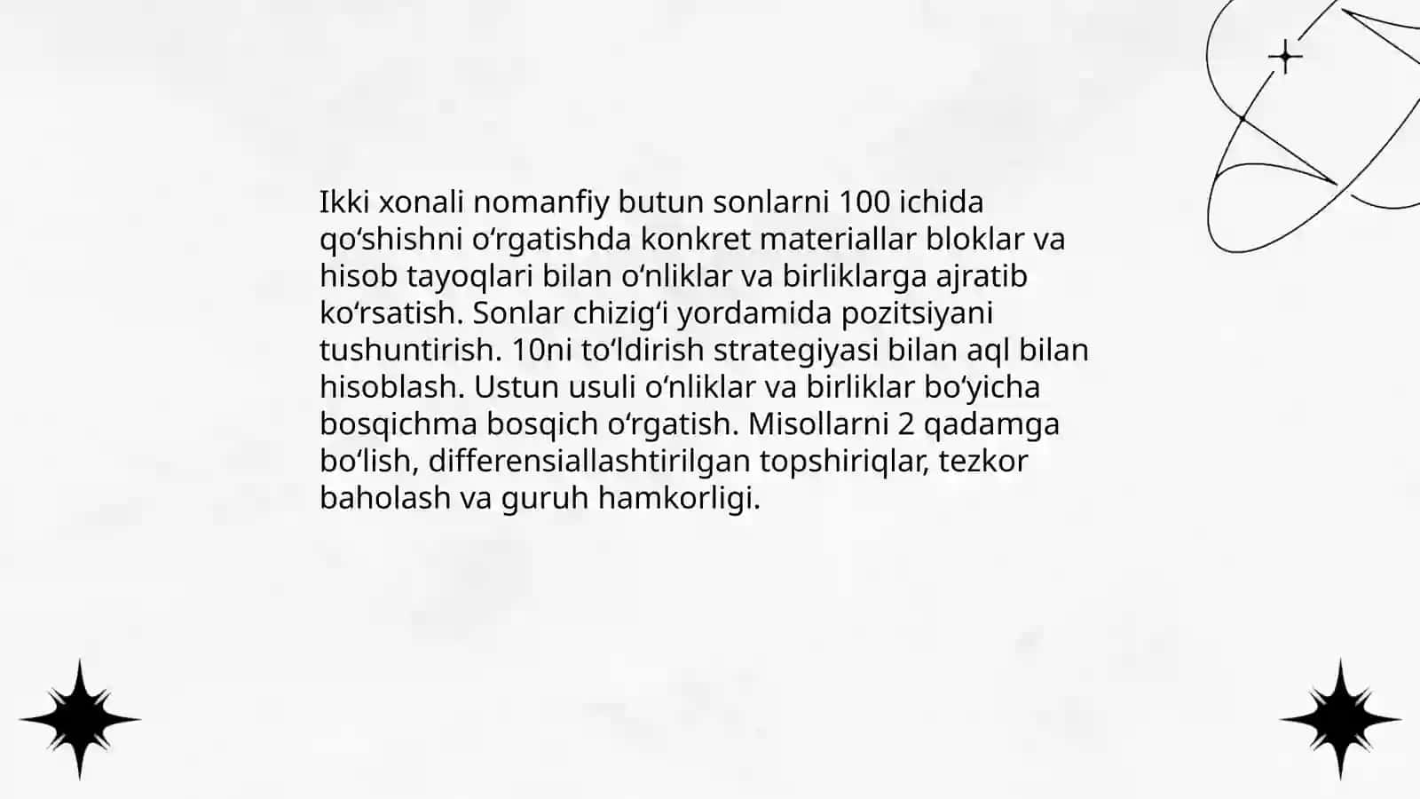 100 ichida nomanfiy butun sonlar ustida arifmetik amallarni oʻrgatish metodikasi 4