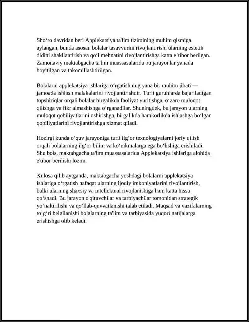 Maktabgacha yoshdagi bolalarni applekatsiya ishlari 4